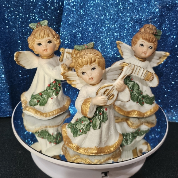Homco Christmas Angel Musicians Set of 3 Vintage L👀K - Picture 1 of 16